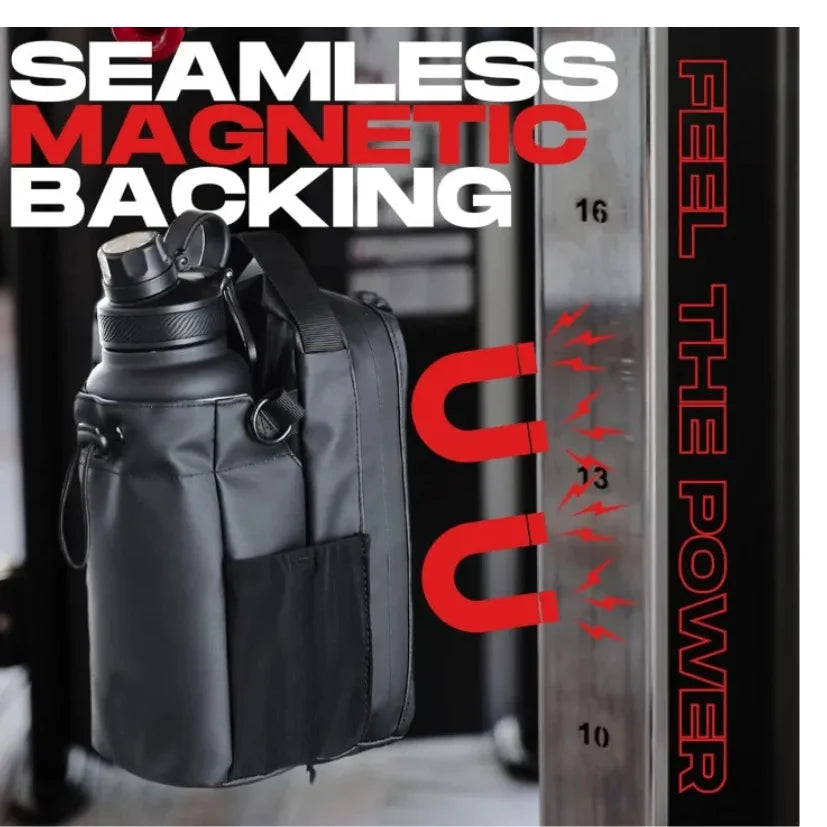 Magnetic Water Bottle Bag Large Capacity Specific Water Cup Holder with Strong Magnet Portable Bag for Outdoor Sports Gym Camp